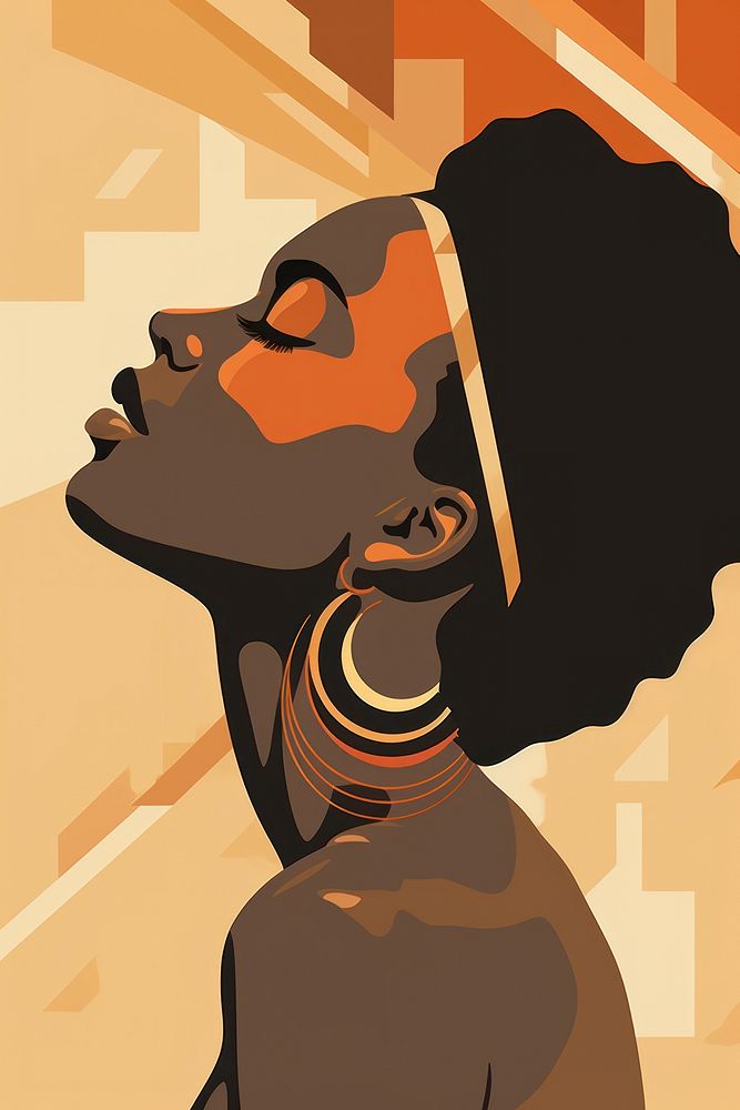 African woman tilted head portrait earring jewelry. AI generated Image by rawpixel.