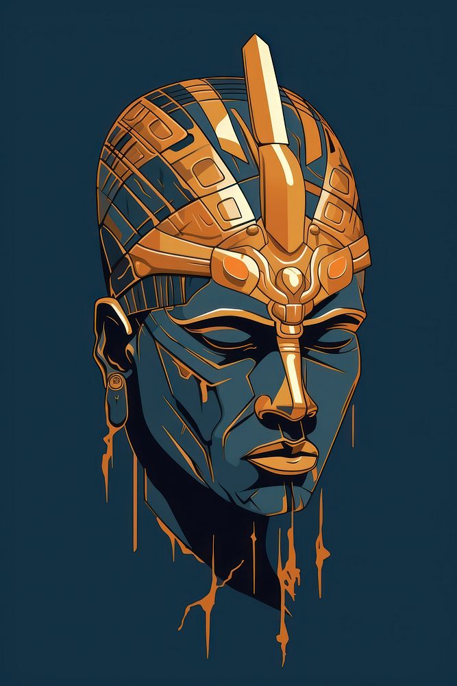 African warior head portrait art representation. AI generated Image by rawpixel.