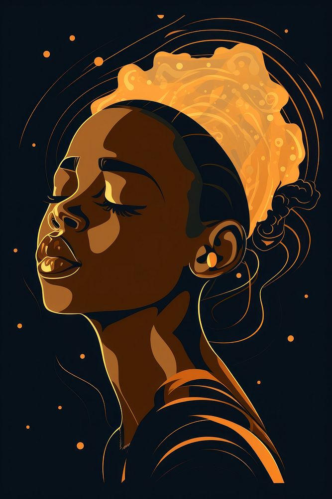 African ten year-old girl portrait drawing sketch. AI generated Image by rawpixel.