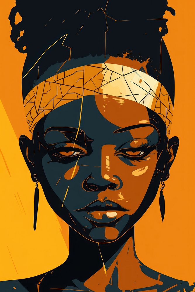 African ten year-old girl portrait head art. AI generated Image by rawpixel.