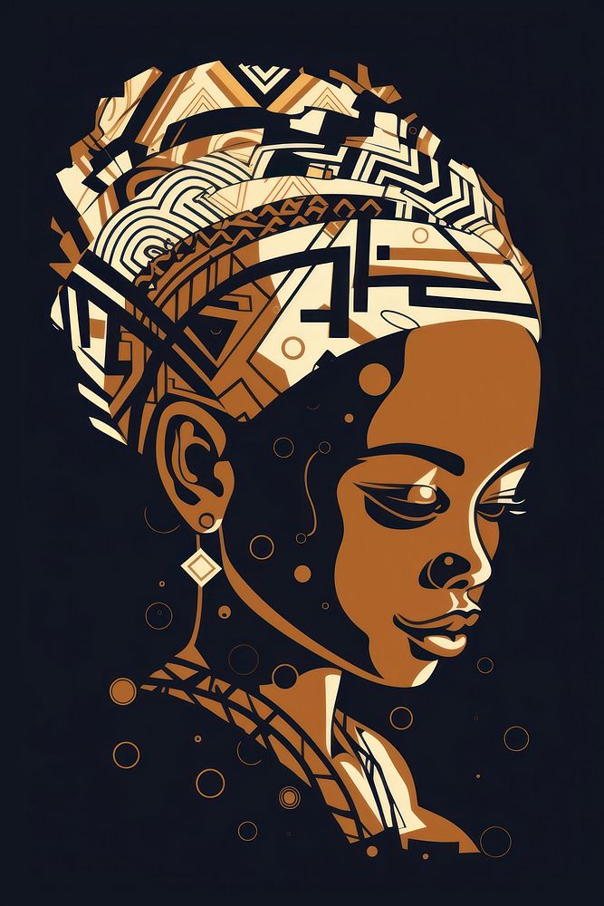 African tribal child head portrait drawing sketch. AI generated Image by rawpixel.