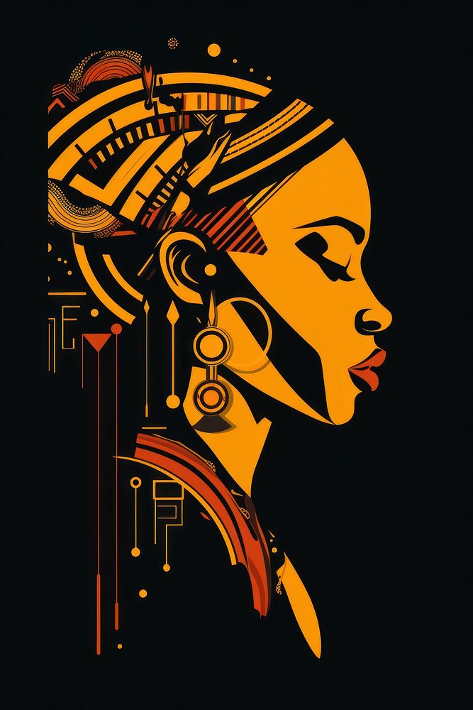 African tribal girl head portrait adult art. AI generated Image by rawpixel.