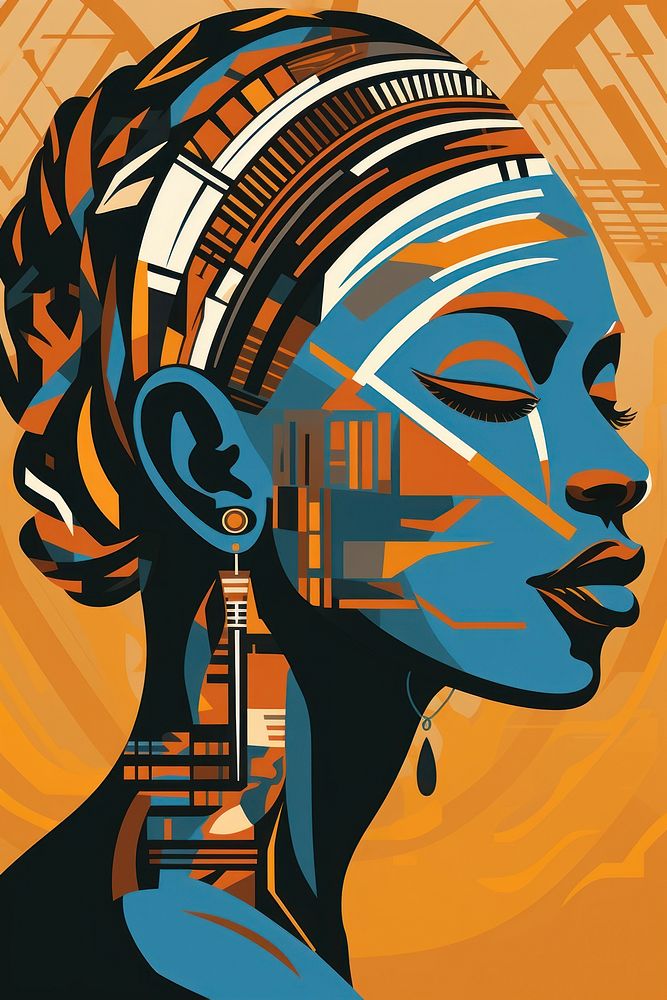 African tribal girl head portrait adult art. AI generated Image by rawpixel.