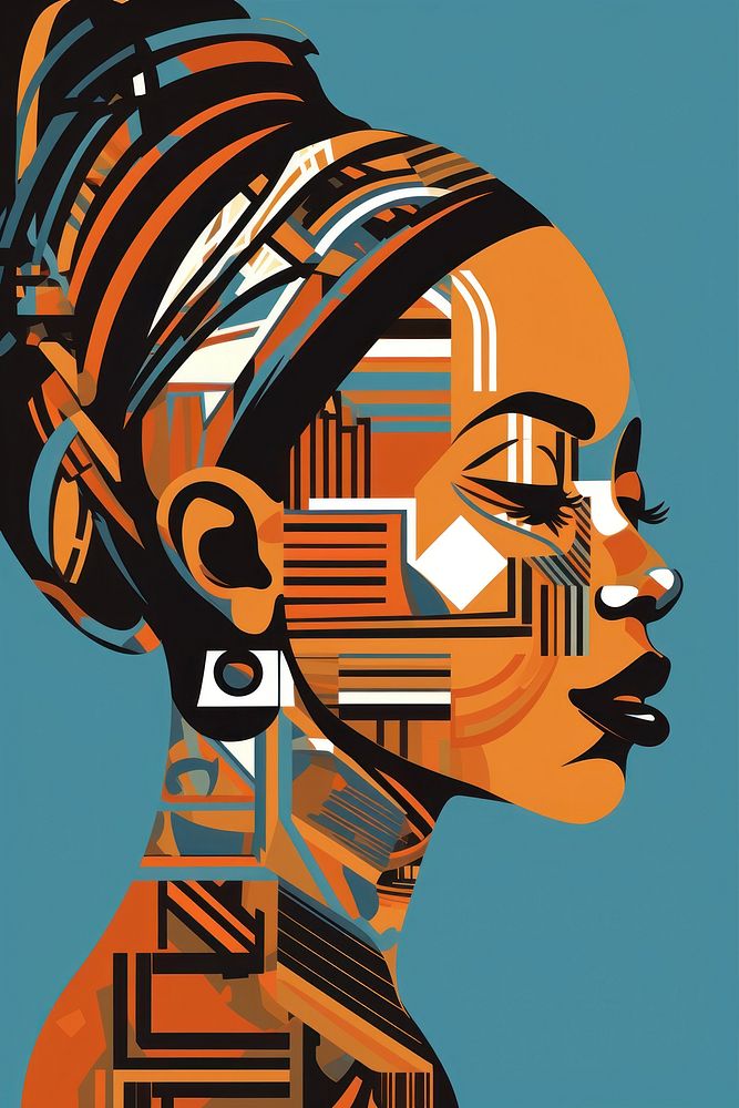African tribal girl head art accessories technology. AI generated Image by rawpixel.