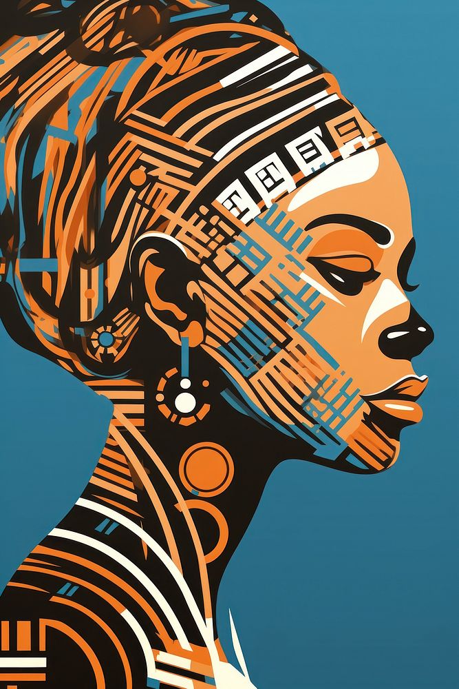 African tribal girl head portrait poster adult. AI generated Image by rawpixel.