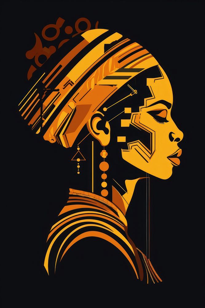 African tribal girl head portrait drawing sketch. AI generated Image by rawpixel.