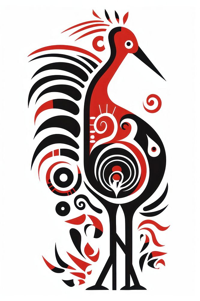 African tribal style bird art graphics animal. AI generated Image by rawpixel.