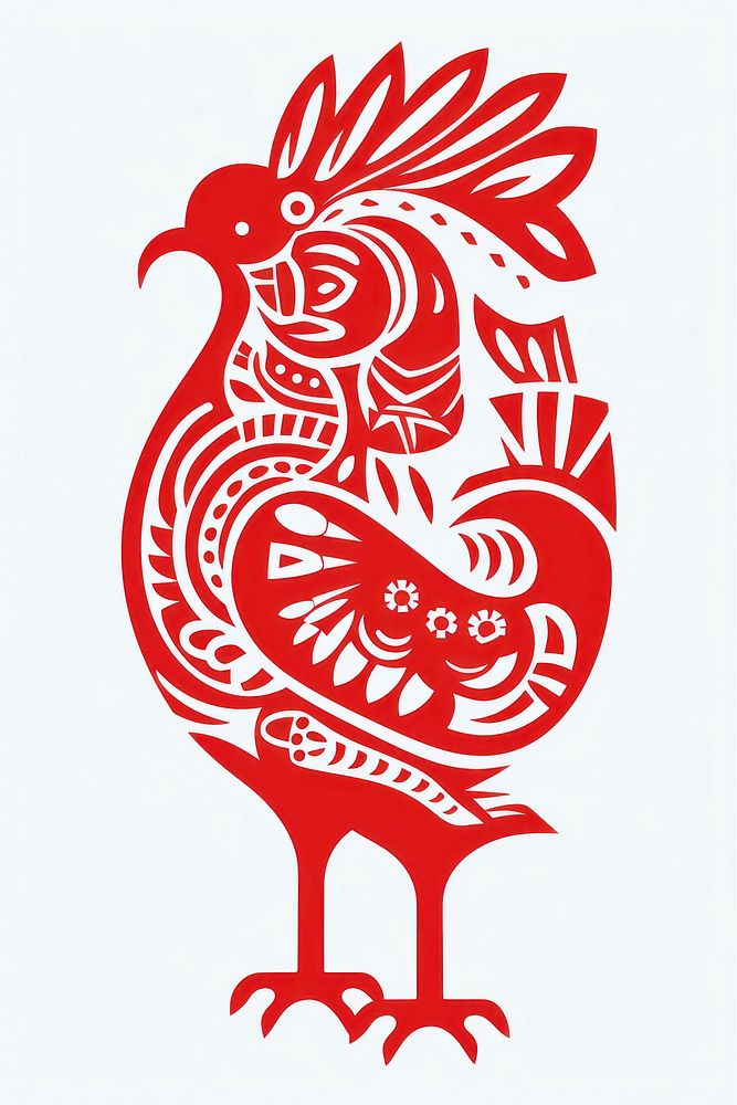 African tribal style chicken animal bird representation. AI generated Image by rawpixel.