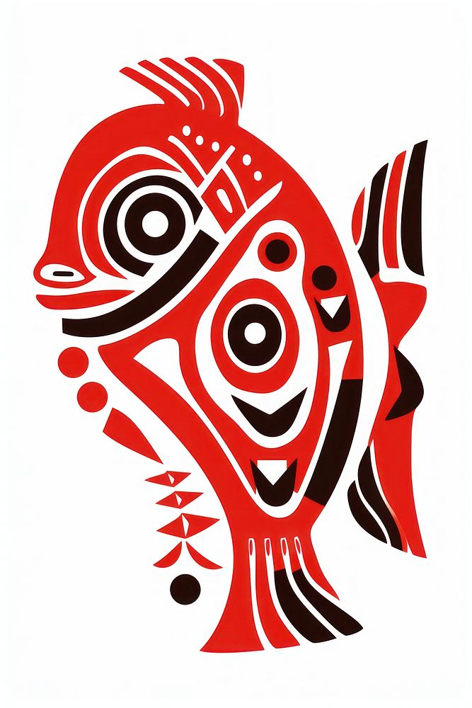African tribal style fish graphics art creativity. AI generated Image by rawpixel.