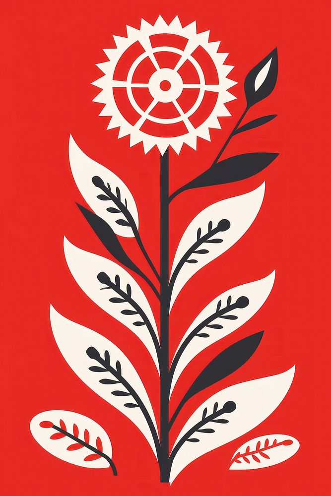 African tribal style plant art graphics pattern.