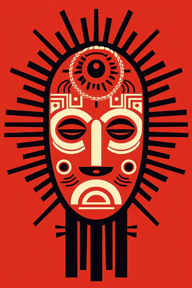 African tribal style sun totem art representation. AI generated Image by rawpixel.