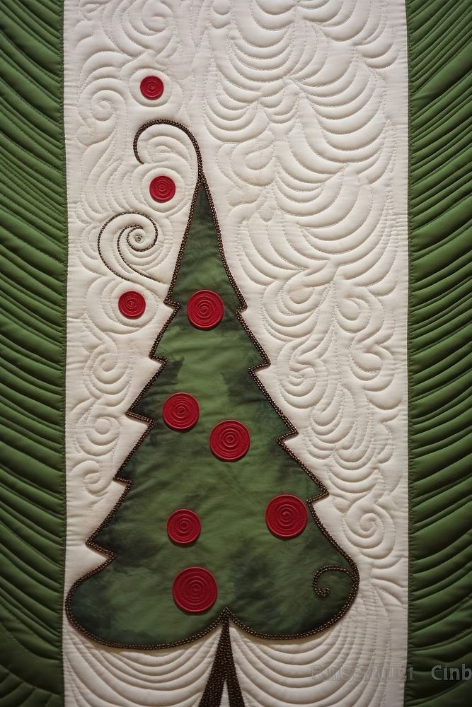 Christmas tree patchwork applique pattern. AI generated Image by rawpixel.