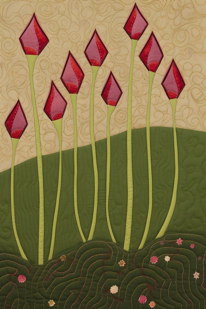 Tulip field valley pattern flower plant. AI generated Image by rawpixel.