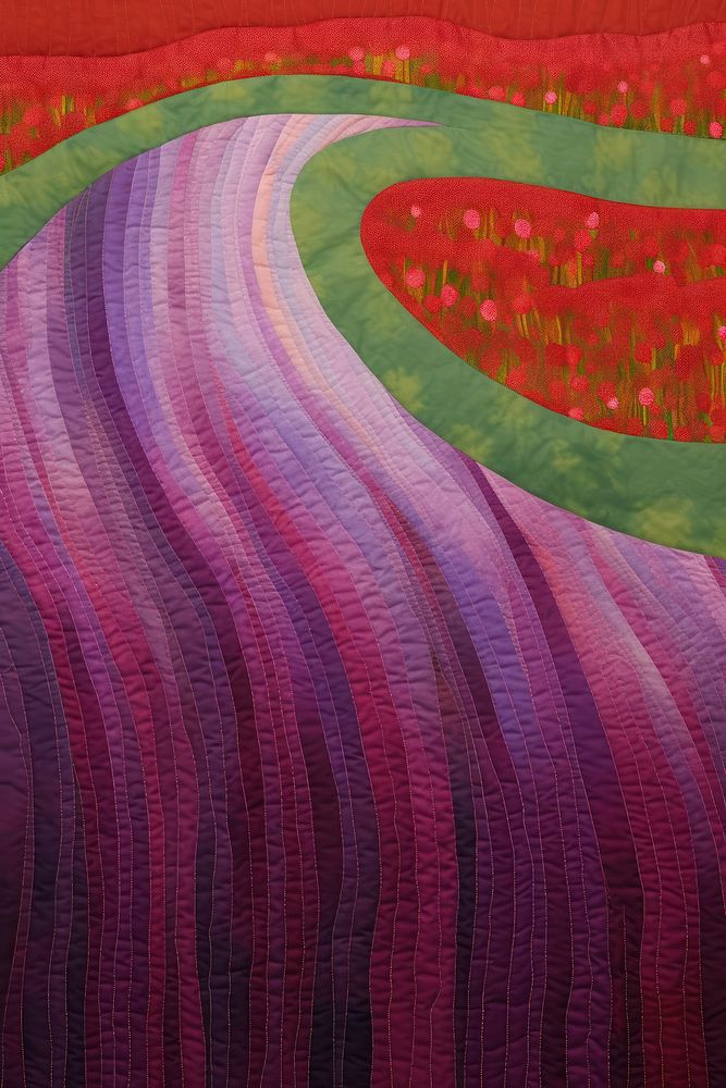 Tulip field valley painting textile curve. AI generated Image by rawpixel.