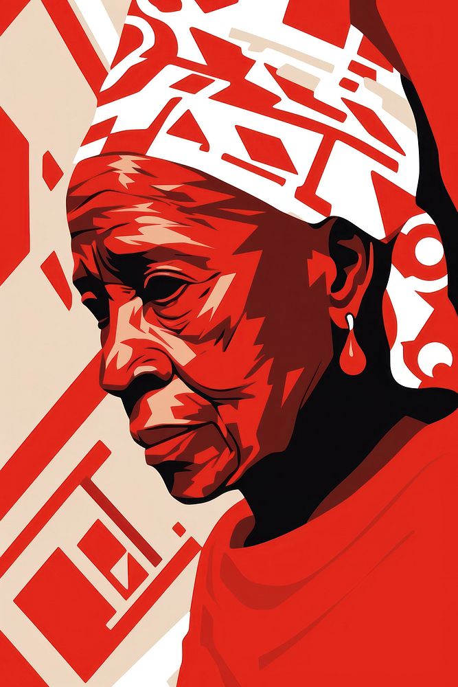 African tribal grandma art portrait poster. AI generated Image by rawpixel.