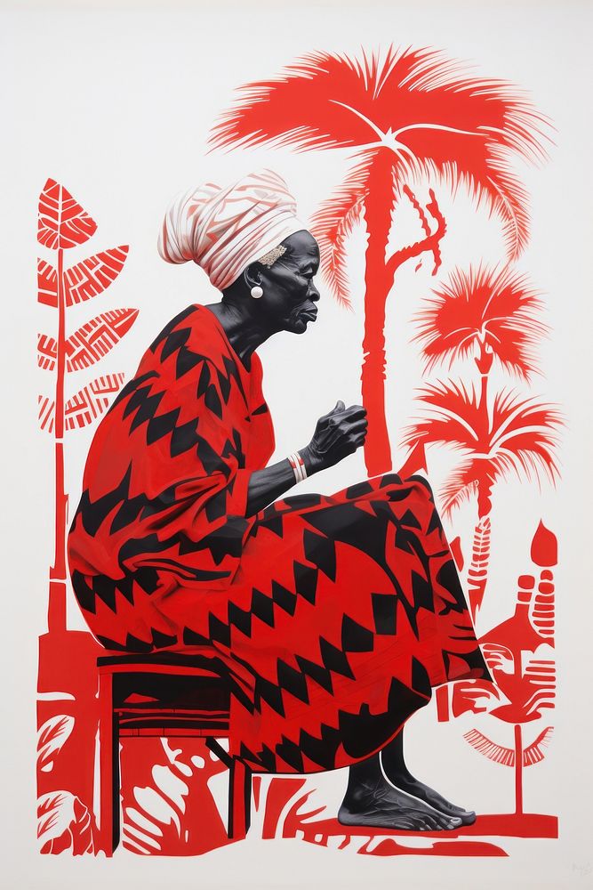 African tribal grandma art painting adult. 