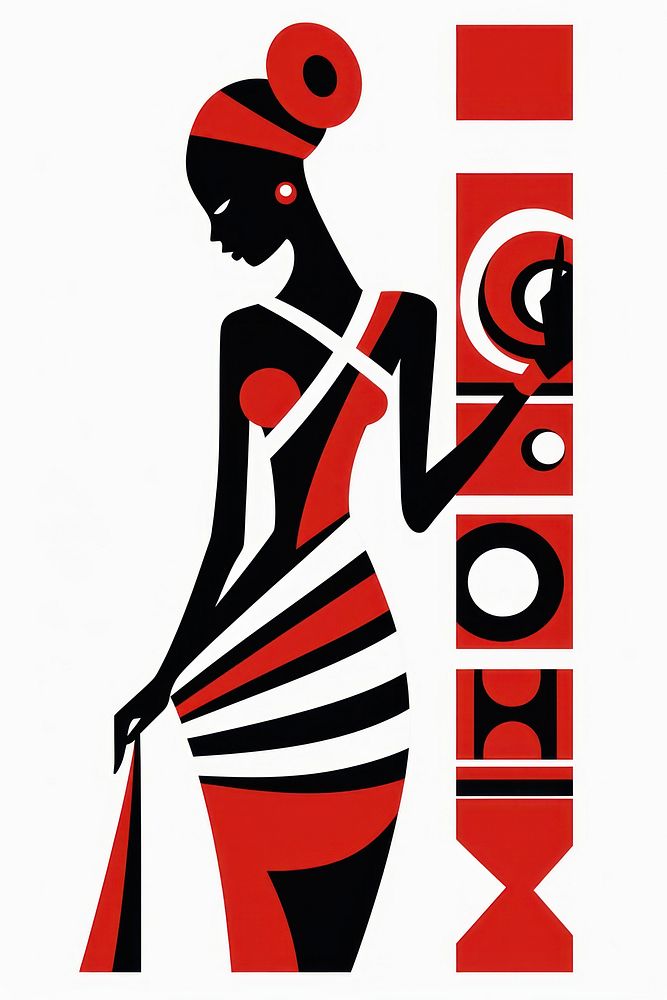 African tribal woman art graphics logo. AI generated Image by rawpixel.