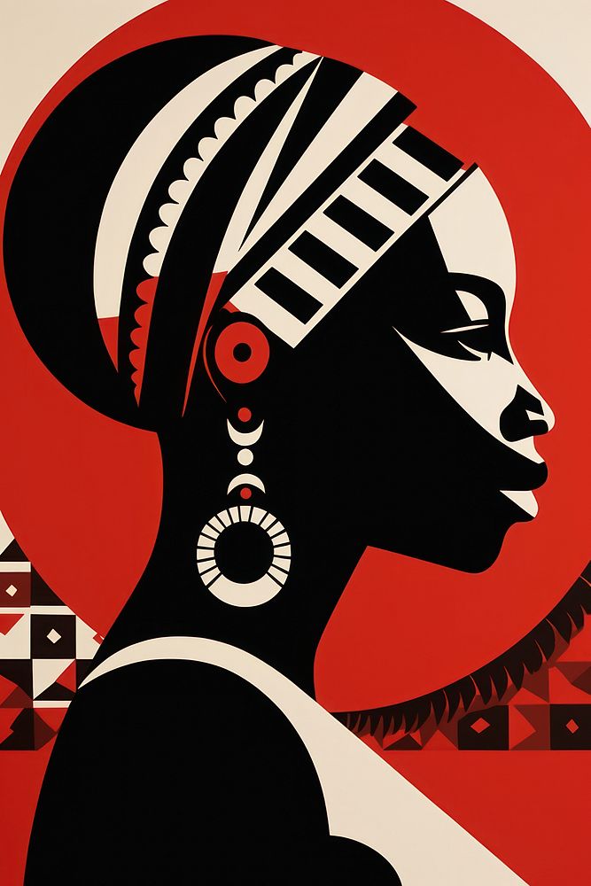 African tribal woman art silhouette graphics. AI generated Image by rawpixel.
