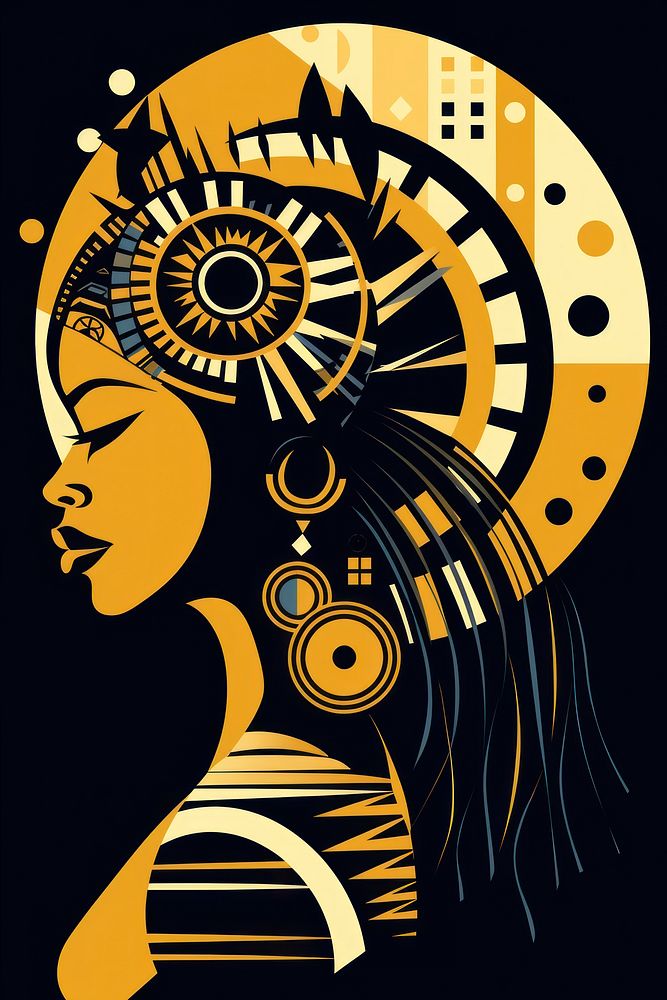African tribal woman art silhouette graphics. AI generated Image by rawpixel.