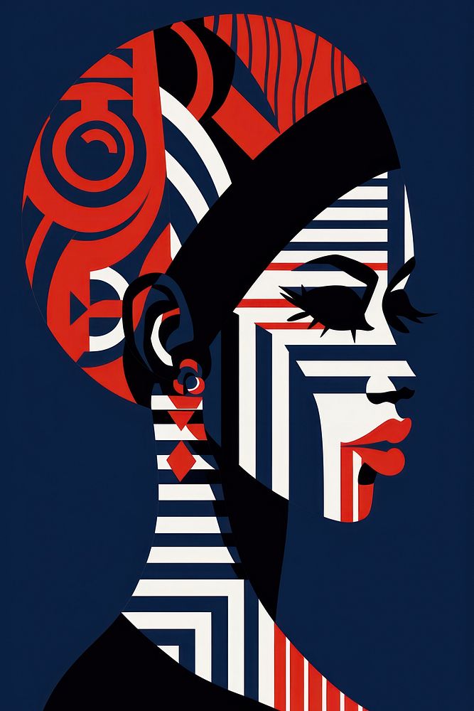 African tribal woman art graphics creativity. AI generated Image by rawpixel.