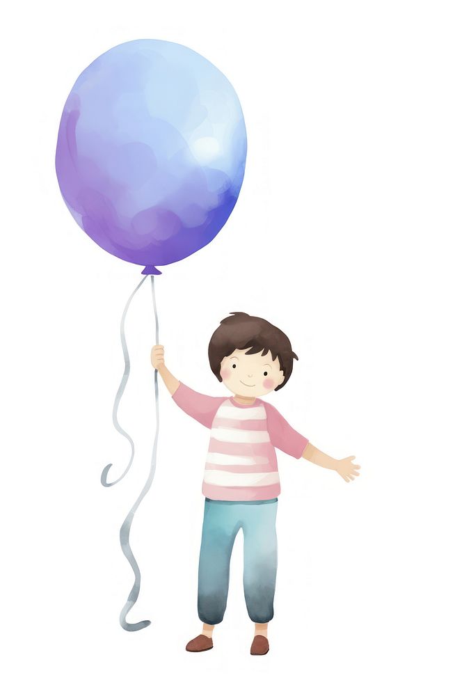 Child holding birthday balloon cute white background celebration. AI generated Image by rawpixel.