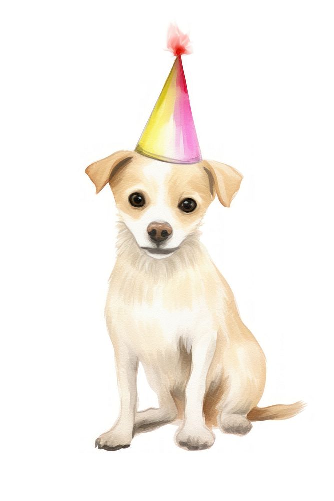 Dog wearing birthday hat mammal animal cute. 