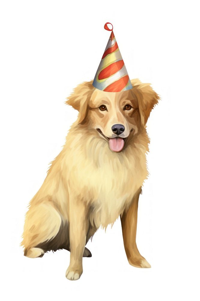Dog wearing birthday hat mammal animal cute. AI generated Image by rawpixel.