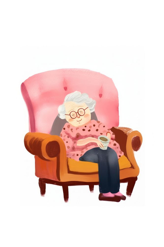 Old woman with sofa furniture armchair sitting. AI generated Image by rawpixel.