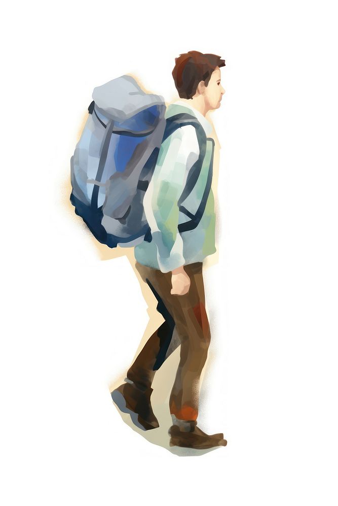 Man with backpack walking adult bag. AI generated Image by rawpixel.
