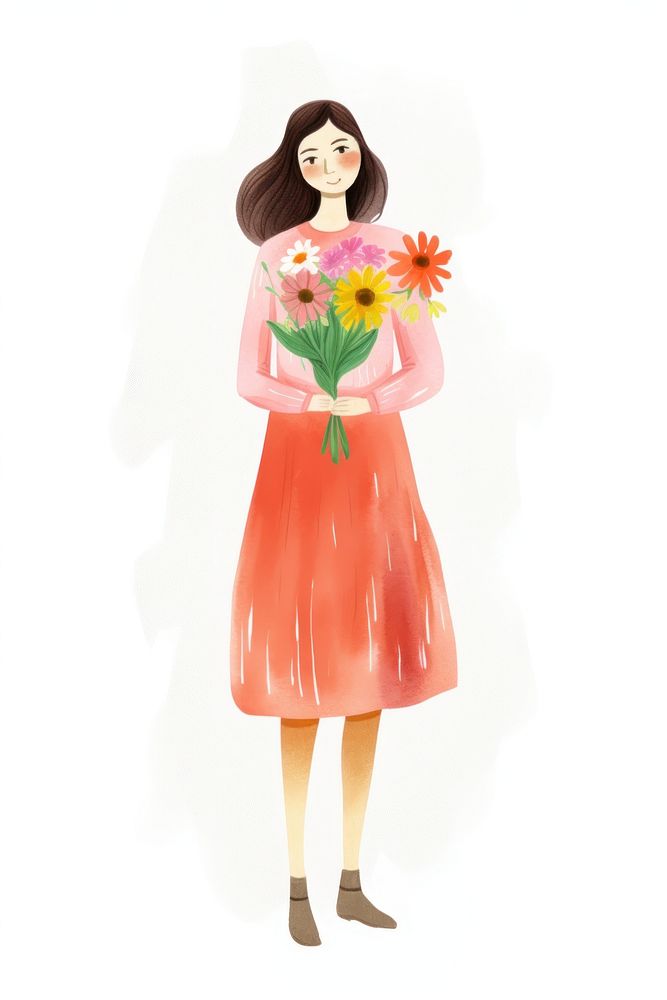 Woman holding flower dress adult plant. AI generated Image by rawpixel.