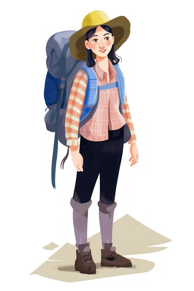 Woman hiker footwear backpack white background. AI generated Image by rawpixel.