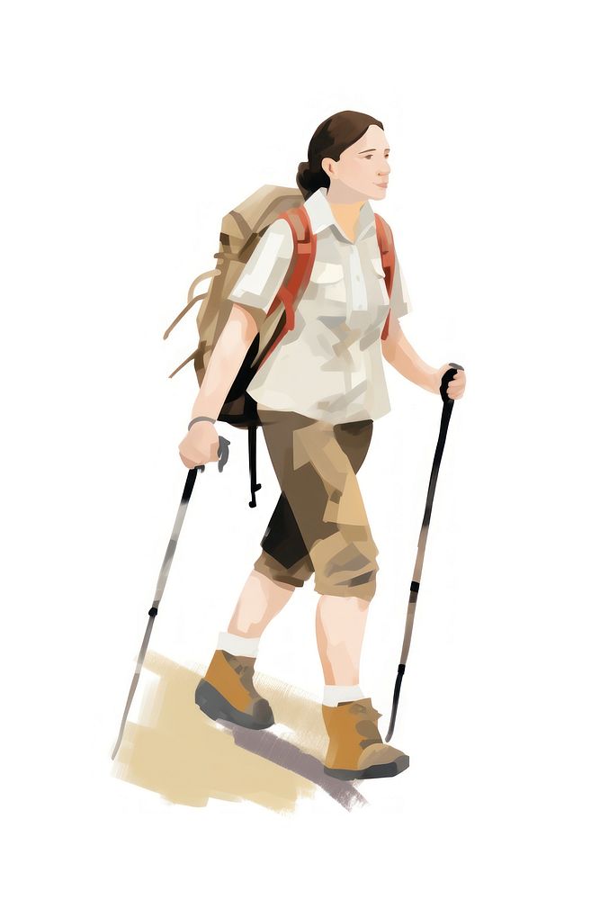 Woman hiker backpack walking white background. AI generated Image by rawpixel.