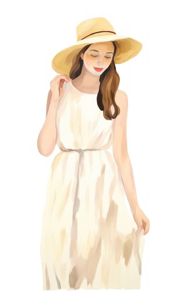 Young woman in straw hat painting adult white background. AI generated Image by rawpixel.