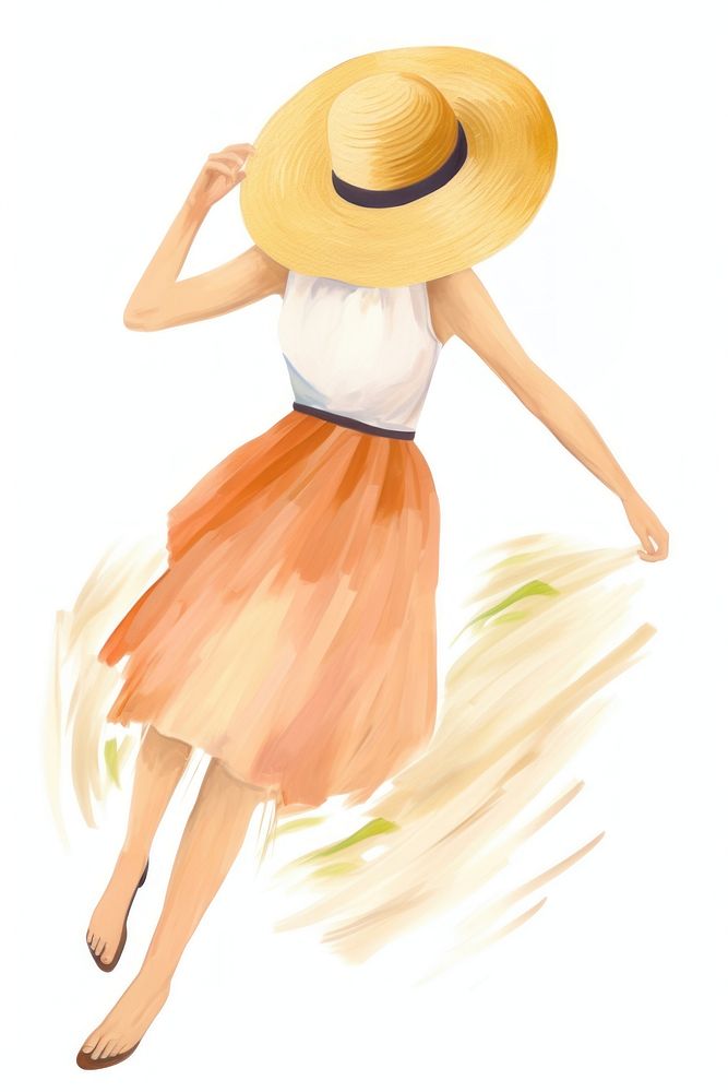 Young woman in straw hat adult white background creativity. AI generated Image by rawpixel.