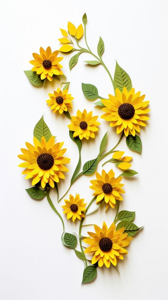 Sunflower plant petal white background. AI generated Image by rawpixel.