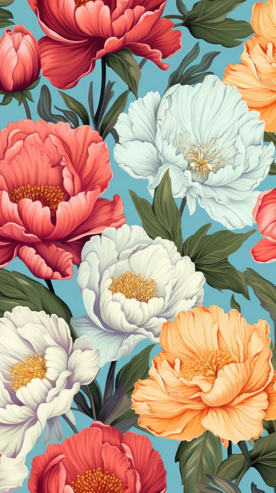 Peony flowers pattern backgrounds petal. AI generated Image by rawpixel.
