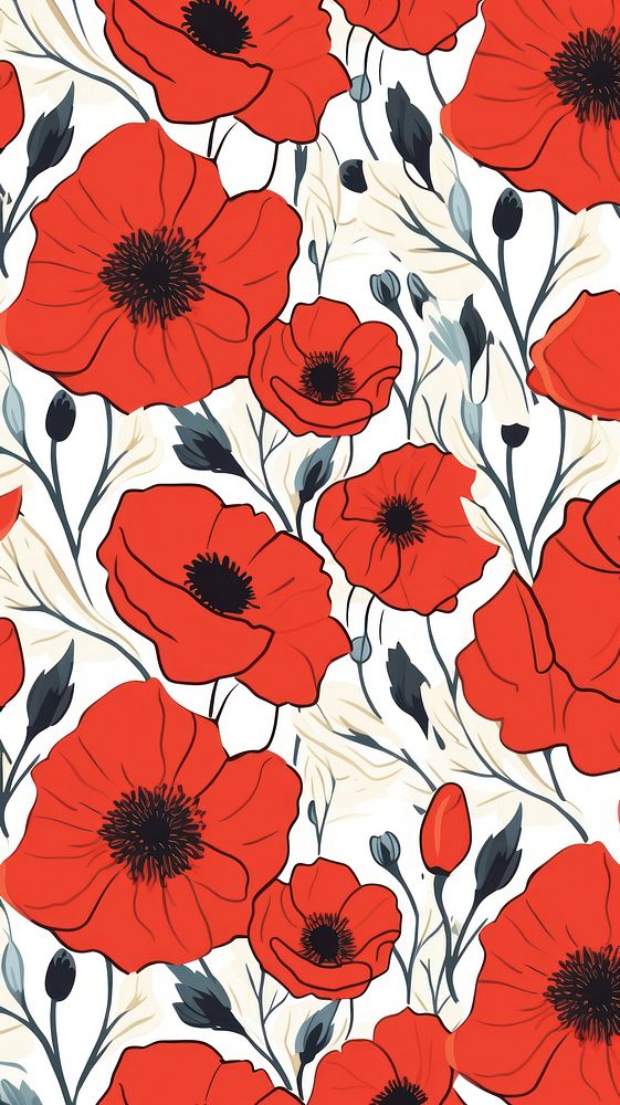Poppy pattern flower backgrounds. AI generated Image by rawpixel.