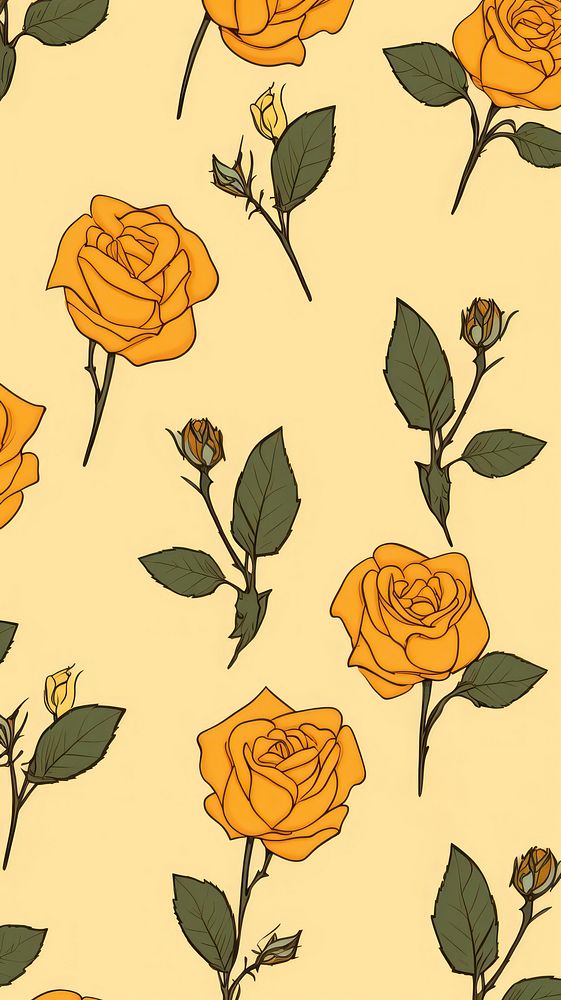 Yellow rose pattern flower backgrounds. AI generated Image by rawpixel.