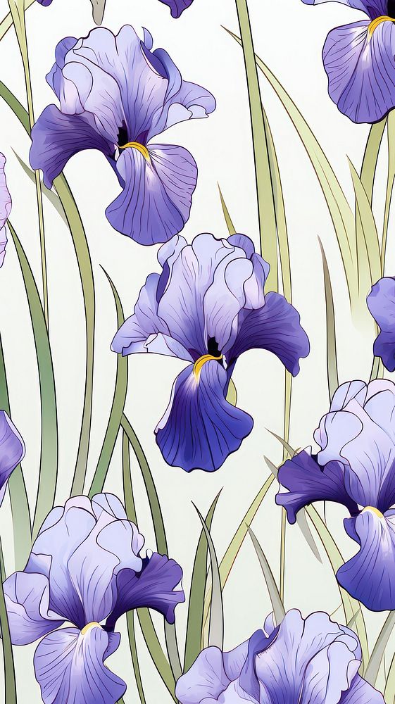 Iris flower backgrounds pattern. AI generated Image by rawpixel.