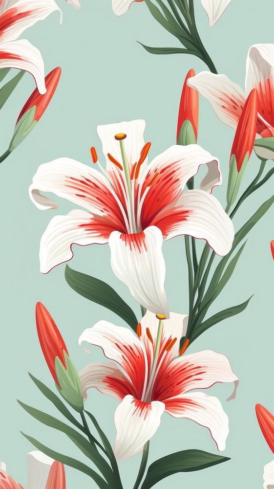 Lily flower backgrounds pattern. AI Premium Photo Illustration rawpixel