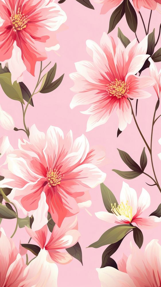 Botanical flower pattern backgrounds wallpaper. AI generated Image by rawpixel.