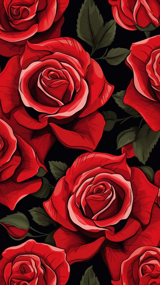Red rose flower backgrounds pattern. AI generated Image by rawpixel.