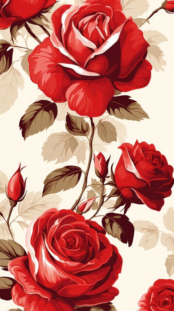 Red rose pattern flower backgrounds. AI generated Image by rawpixel.