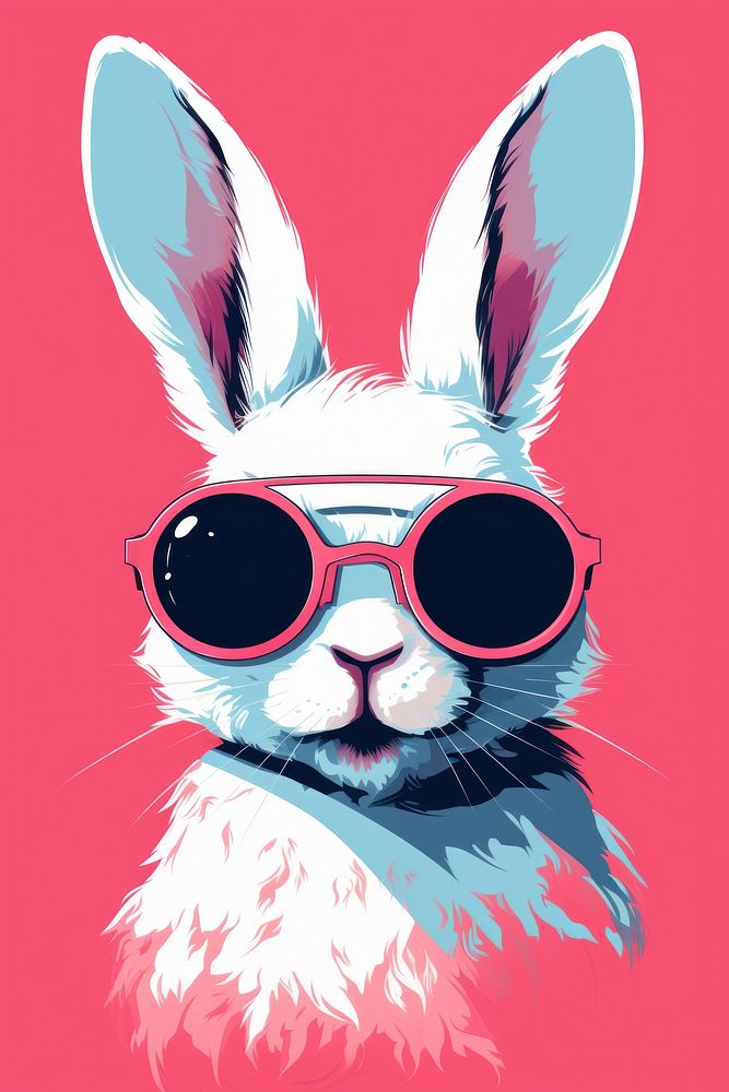 Baby rabbit wear glassesn sunglasses mammal animal. AI generated Image by rawpixel.