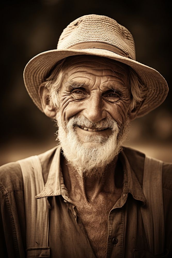 Old man farmer photography portrait smiling. AI generated Image by rawpixel.