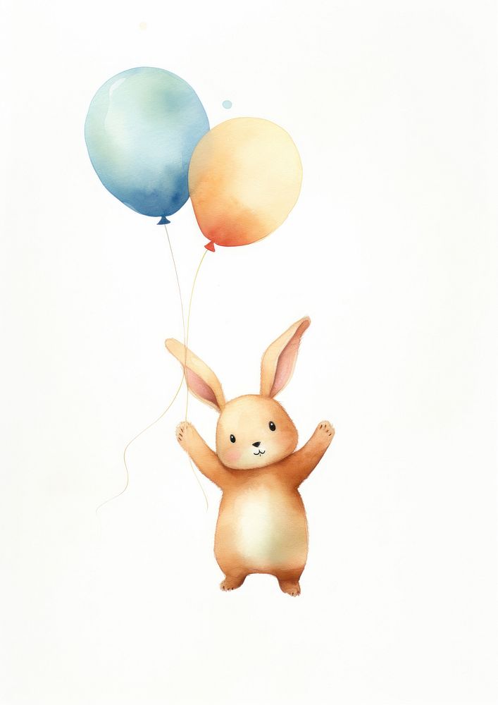 Happy rabbit celebrating balloon animal cute. 