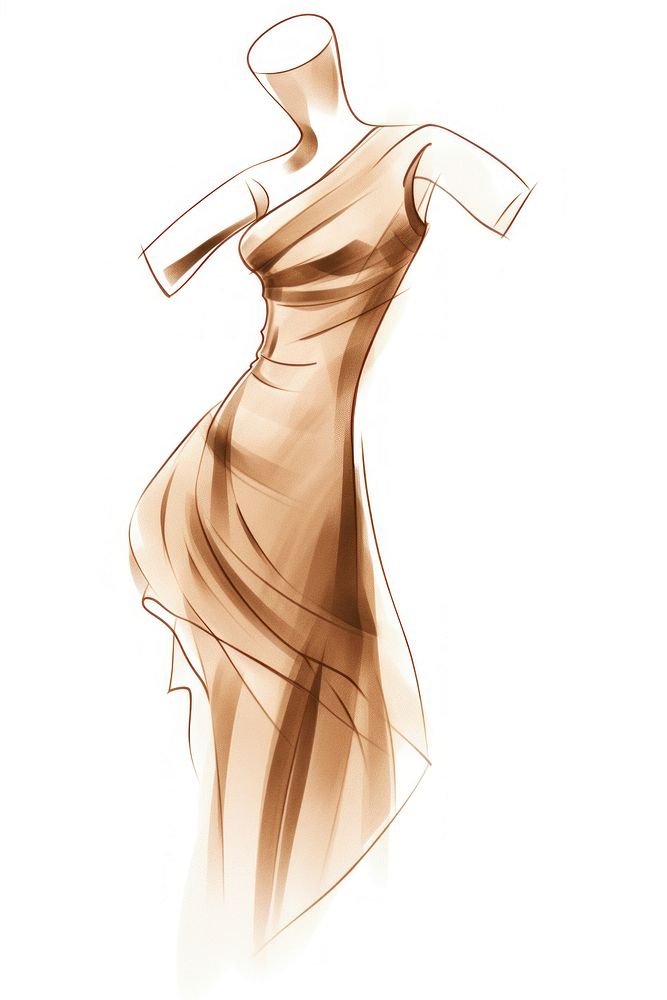 Dress on a mannequin drawing sketch fashion. AI generated Image by rawpixel.