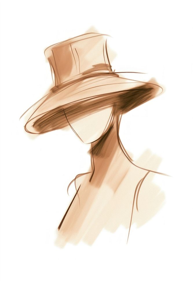 Hat on a mannequin drawing sketch white background. AI generated Image by rawpixel.