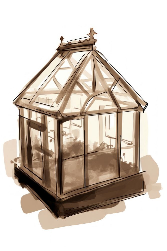 Small glasshouse outdoors drawing sketch. AI generated Image by rawpixel.