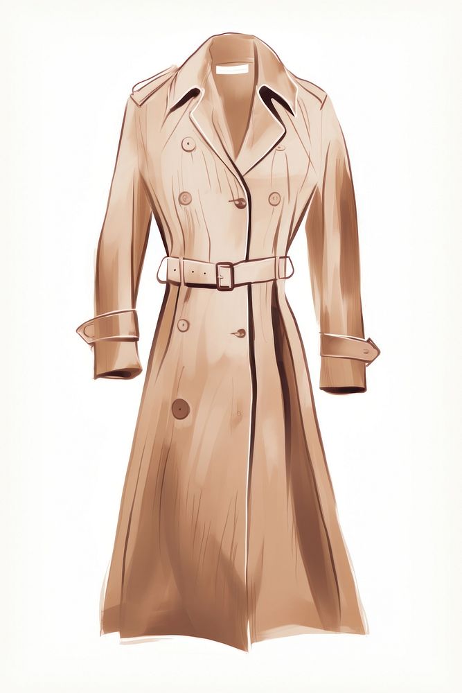 Trench coat on mannequin overcoat sketch white background. AI generated Image by rawpixel.